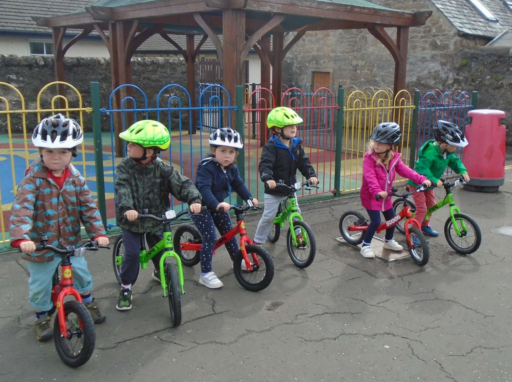 The balance bikes in use 